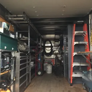 Inside a truck ready for the next installation