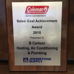 We are the recipient of many manufacturer awards including the Coleman Dealer Sales Goal Achievement Award 2015.