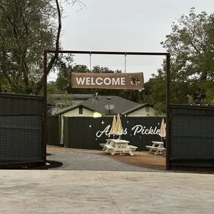 the entrance to the restaurant