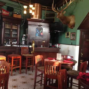 An early start to an old world bar.