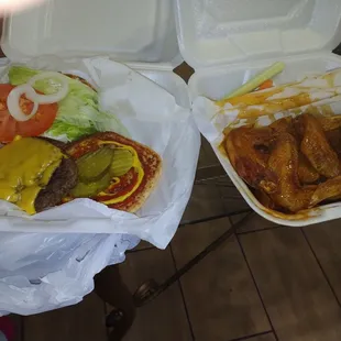 Cheese burger wings