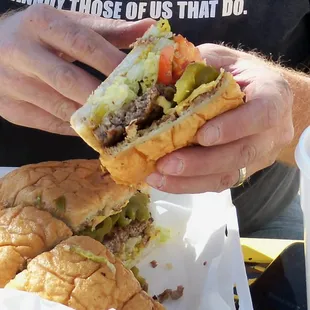 BJ's Drive-in HUGE burger!