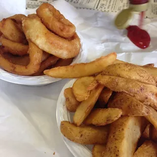 Onion rings and french fries