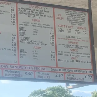 a menu for the restaurant