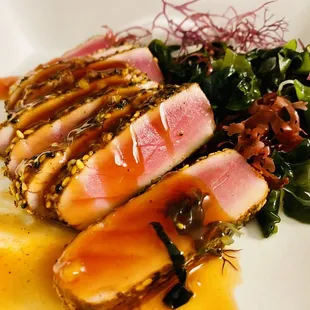 Beautiful Ahi tuna &amp; seaweed salad (ask for sauce on the side, it's very sweet)
