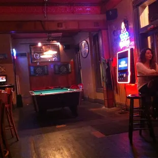 a pool table in a pub