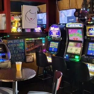 a row of slot machines