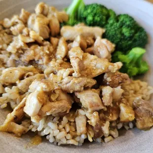 Orange Chicken and Broccoli over Brown Rice (dark meat)