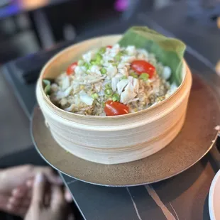 a bowl of food on a table