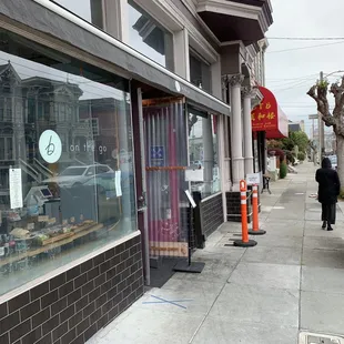 a storefront on a city street