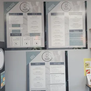 menus on the wall