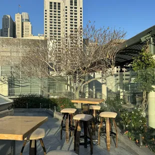 Beautiful evening outside B Restaurant-additional tables for guests to be outside.