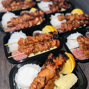 Pork skewers for Tracy Trunkadas pop up meet up on 5/22