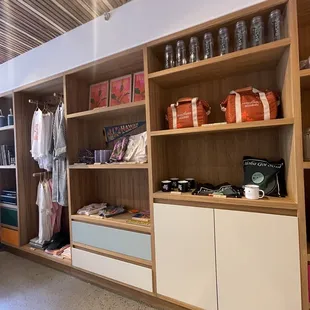 shelves of various items