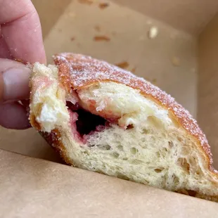 Raspberry filled donut