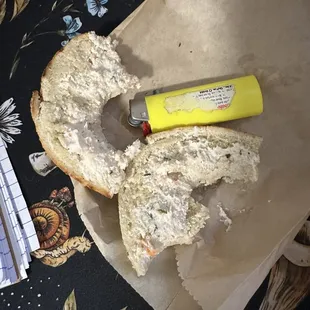 The dry cream cheese situation. Again, lighter for scale.