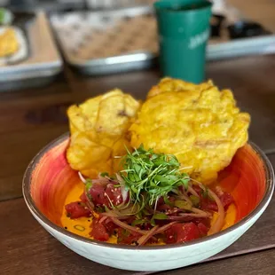 Ceviche with tostones