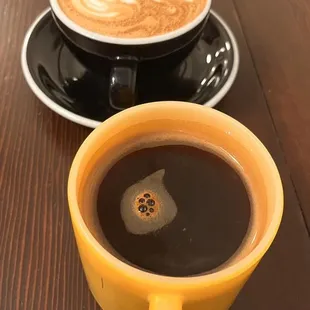 Americano and a latte