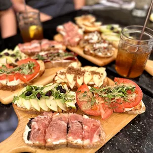 Top View: The only thing different is the Mushroom and Goat Cheese and Beet Bruschetta