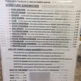 Deli menu