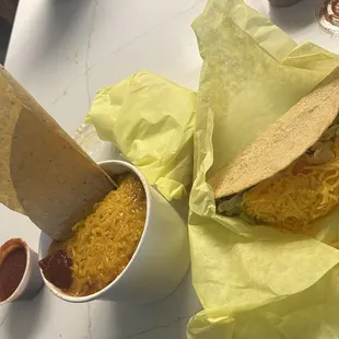 Beef Tacos + Beans &amp; cheese in a cup! My fav.