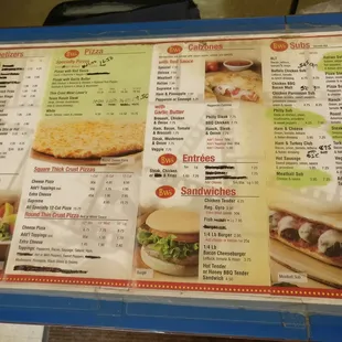 the menu of the restaurant