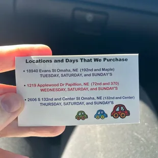 Today is Sunday. I live 2+ hours away. They won&apos;t buy my items. Maybe it&apos;s time to buy some updated business cards.
