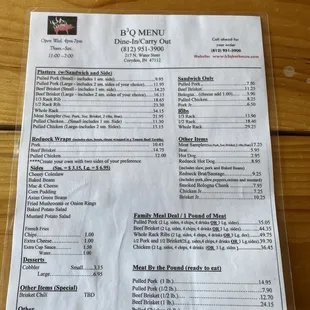 menu