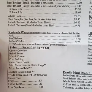 Menu as of Oct. 2020 (left side)