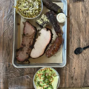 Sampler plate with extra side of Elote corn.