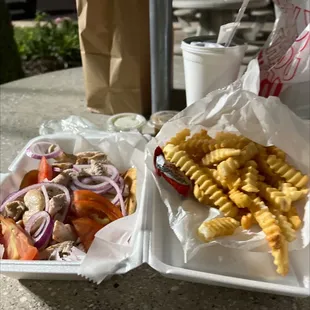 Chicken Gyro and french fries