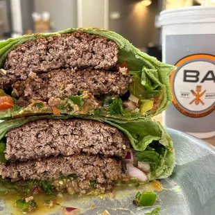 Tortilla wrapped burger