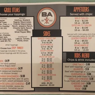 a menu for a restaurant