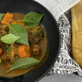 Oxtail soup and bread