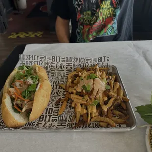Ba Chi Po Boy with Kimchi Fries - delicious fries are very salts