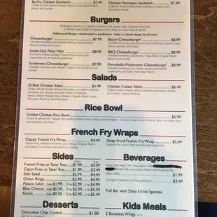 Menu back