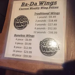 the price of the wings