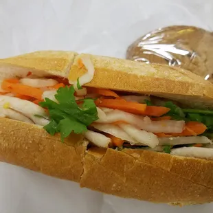 Close up of my Ba-Le Turkey Sandwich ($5.25) &amp; Giant Chocolate Chip cookie ($1.75) .