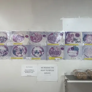 Current menu prices Feb 2023.