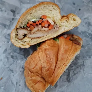 Lemongrass chicken banh mi with croissant  IG @eatswithmarisa