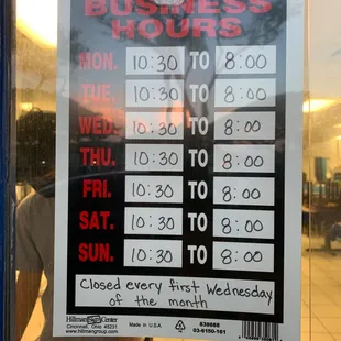 Updated business hours