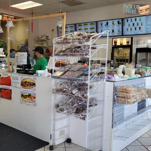 the interior of a bakery