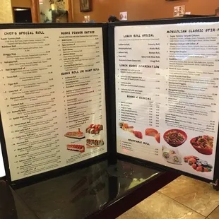 The menu