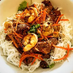 Grilled pork and shrimp vermicelli bowl