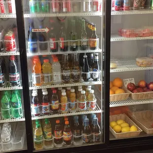 Fresh fruit, soft drinks, and beer