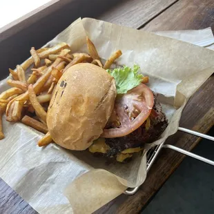Baam burger and fries