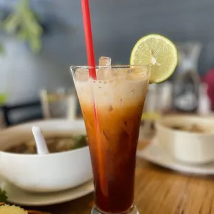 a cold drink on a table