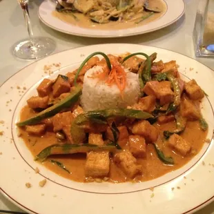 Panang curry and the red curry in the back