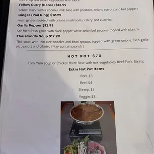 Menu- lunch specials &amp; hot pot
