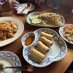 Seafood pad Thai, Spring Rolls, Seafood fried rice also not pictured the duck curry